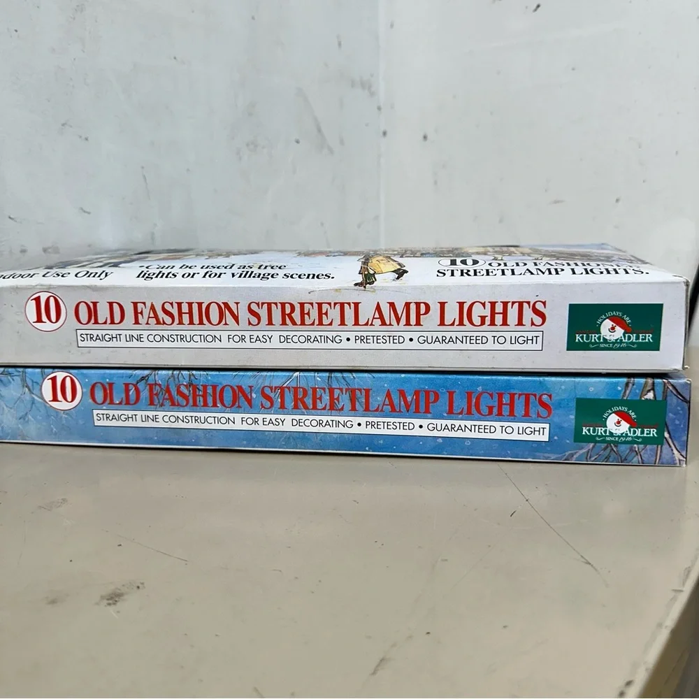 Vintage Christmas Lights Kurt Adler Old Fashioned Streetlamp 10 Light String Set